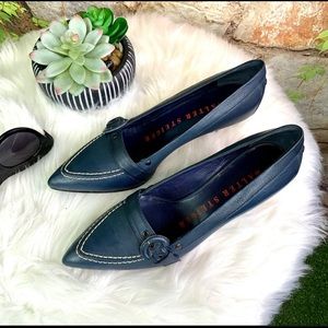 WALTER STEIGER Pointed Toe Navy Kitten Heels, 8.5